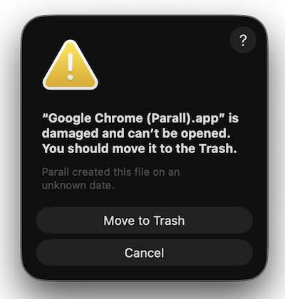 App Damaged Screenshot